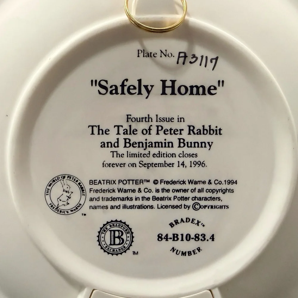 1994 THE BRADFORD EXCHANGE “Safely Home” Plate #A3117